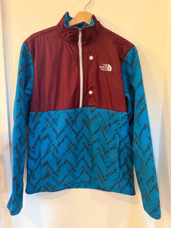 The North Face Other - The North Face Teal Patterned & Burgundy Half-Zip Fleece Pullover